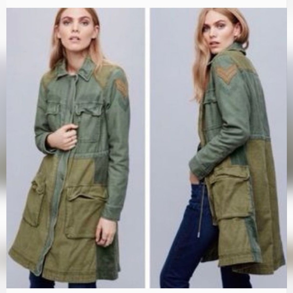 Free People Color Block Military Jacket
